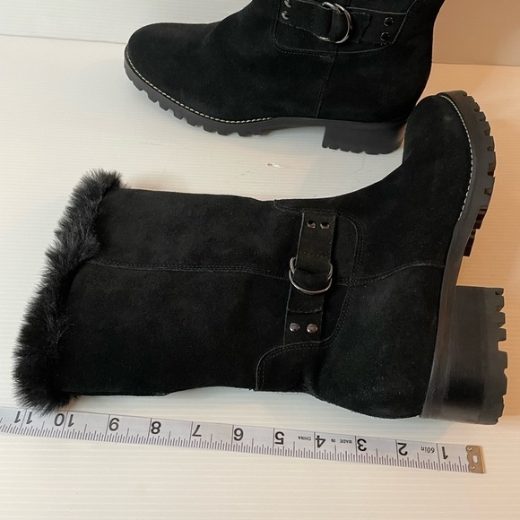 Talbots Tish Black Suede Faux Fur Insulated Boots Size 8.5 - Picture 10 of 10